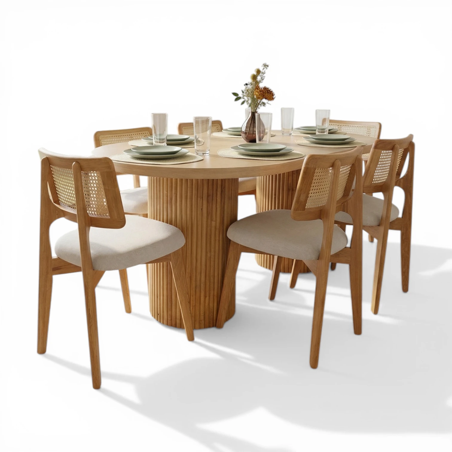 Line Masa & Zion Sandalye Takımı | 6 Kişilik Modern Yuvarlak Yemek Seti